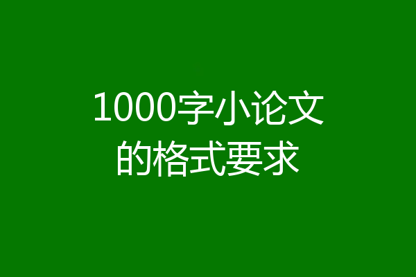 1000字小论文的格式要求