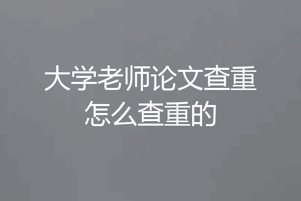 大学老师论文查重怎么查重的