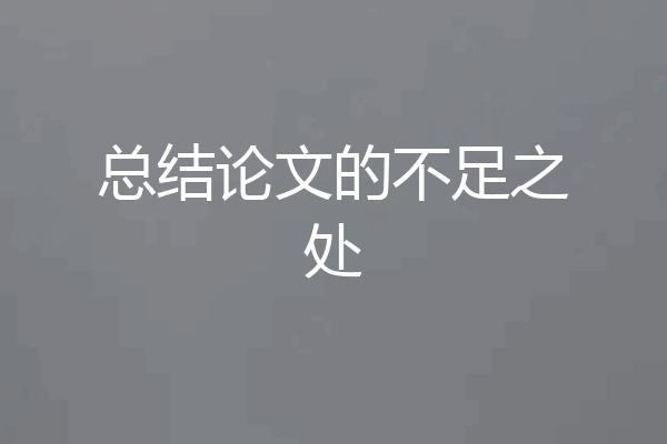 总结论文的不足之处