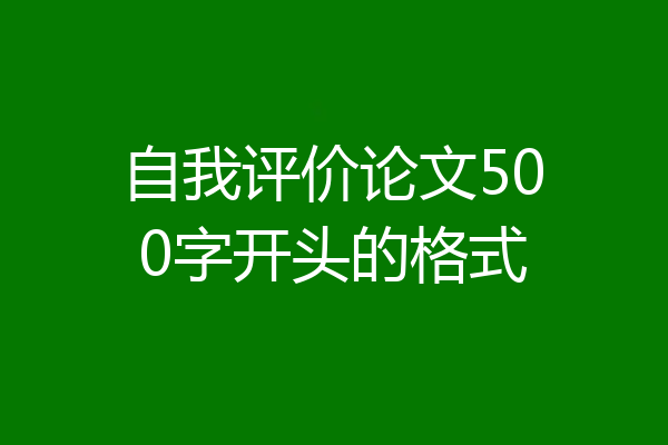自我评价论文500字开头的格式