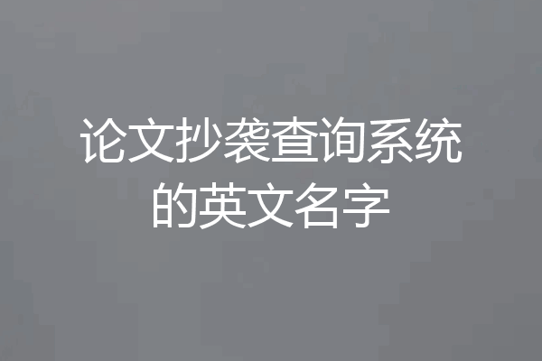论文抄袭查询系统的英文名字