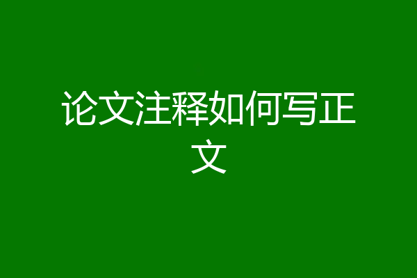论文注释如何写正文