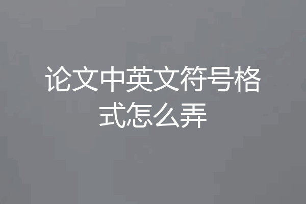 论文中英文符号格式怎么弄