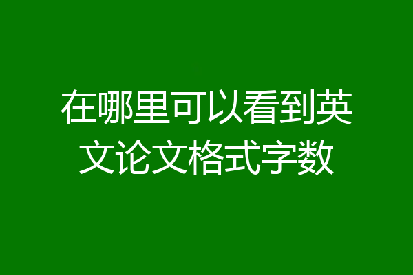 在哪里可以看到英文论文格式字数