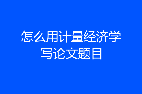 怎么用计量经济学写论文题目