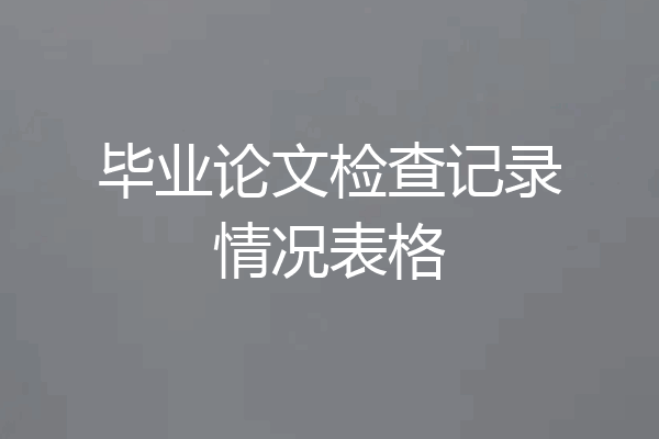 毕业论文检查记录情况表格