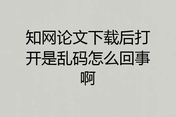 知网论文下载后打开是乱码怎么回事啊