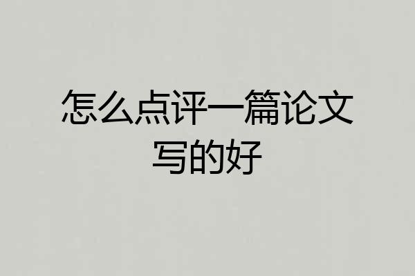 怎么点评一篇论文写的好