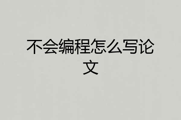 不会编程怎么写论文
