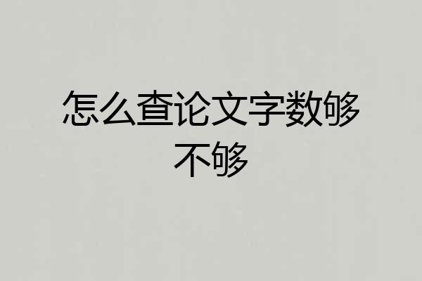 怎么查论文字数够不够