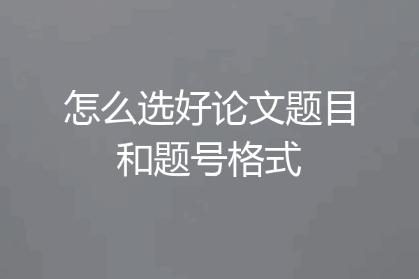 怎么选好论文题目和题号格式