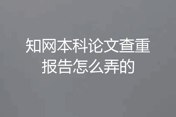 知网本科论文查重报告怎么弄的