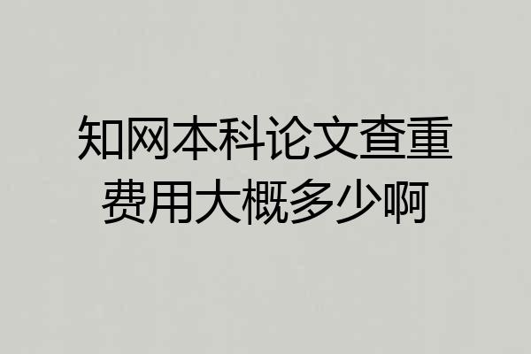 知网本科论文查重费用大概多少啊