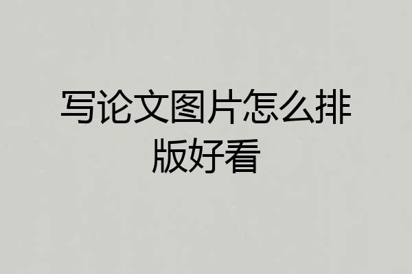 写论文图片怎么排版好看