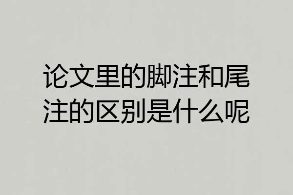 论文里的脚注和尾注的区别是什么呢