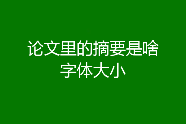 论文里的摘要是啥字体大小