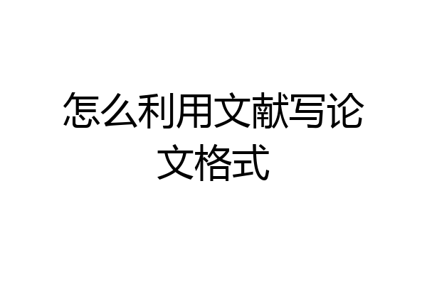 怎么利用文献写论文格式