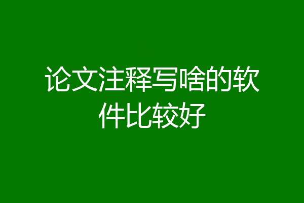 论文注释写啥的软件比较好