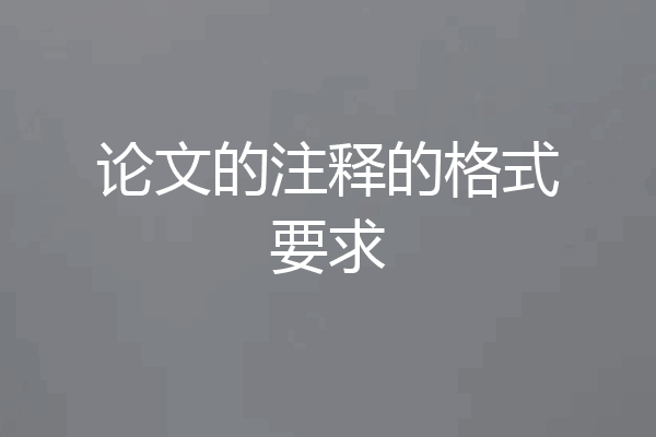 论文的注释的格式要求