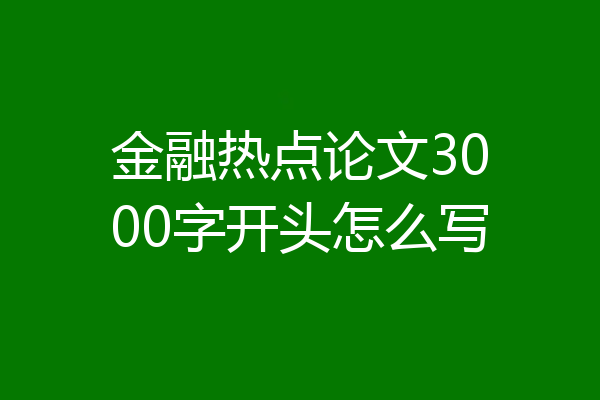 金融热点论文3000字开头怎么写
