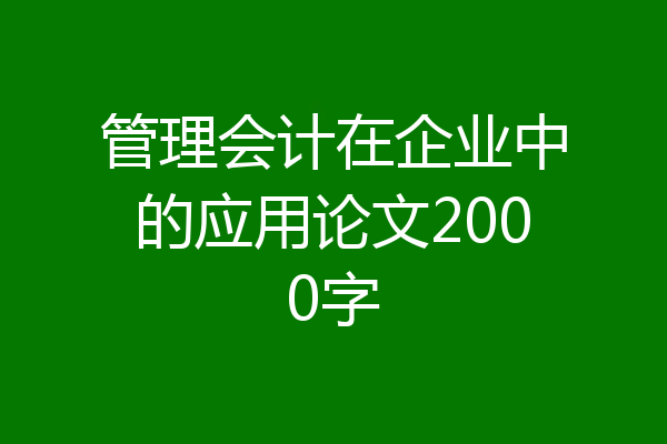 管理会计在企业中的应用论文2000字