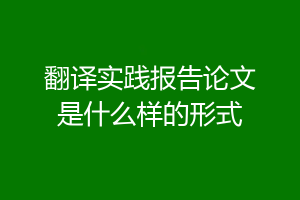 翻译实践报告论文是什么样的形式