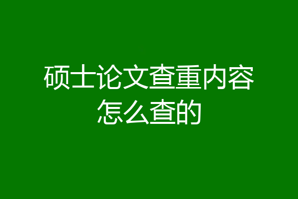 硕士论文查重内容怎么查的