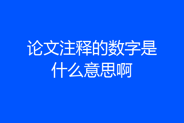论文注释的数字是什么意思啊