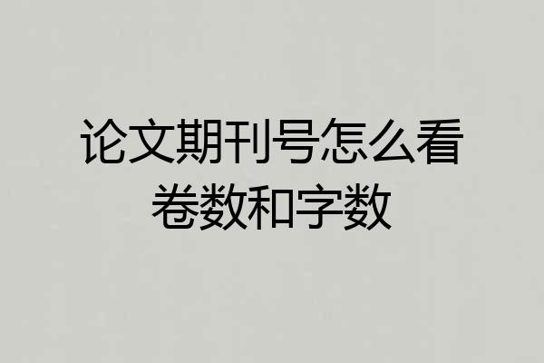 论文期刊号怎么看卷数和字数