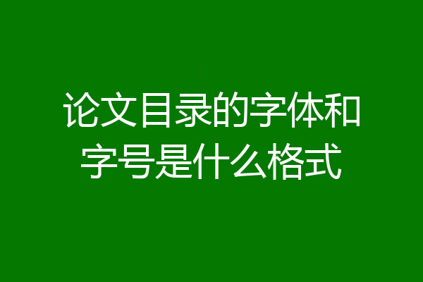 论文目录的字体和字号是什么格式