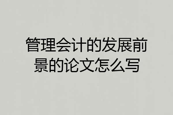 管理会计的发展前景的论文怎么写