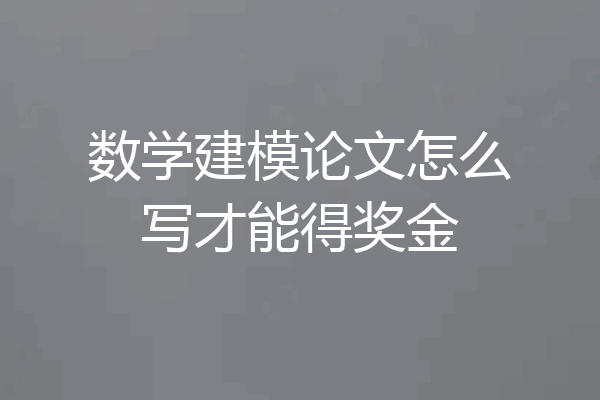 数学建模论文怎么写才能得奖金