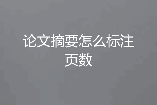 论文摘要怎么标注页数