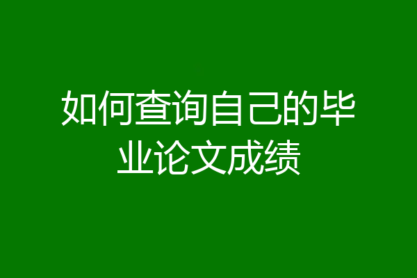 如何查询自己的毕业论文成绩