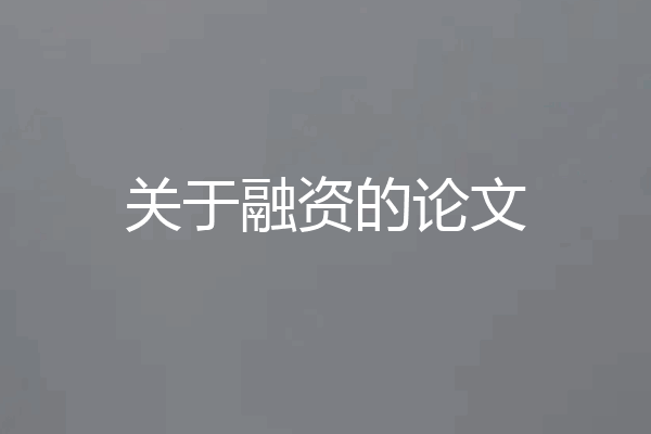 关于融资的论文