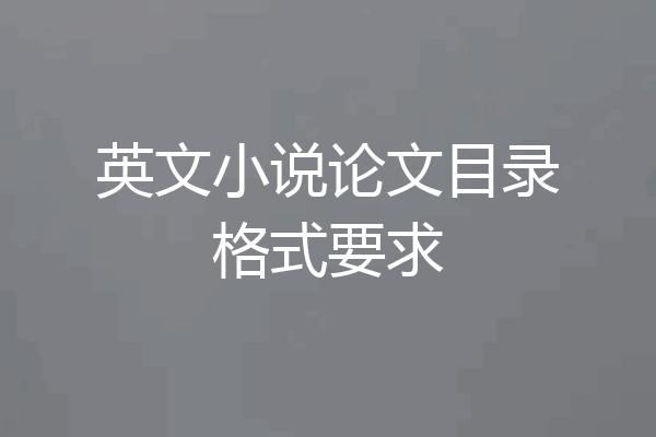 英文小说论文目录格式要求