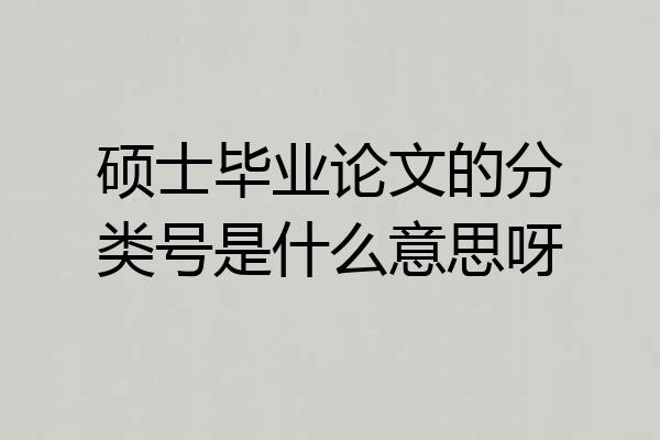 硕士毕业论文的分类号是什么意思呀