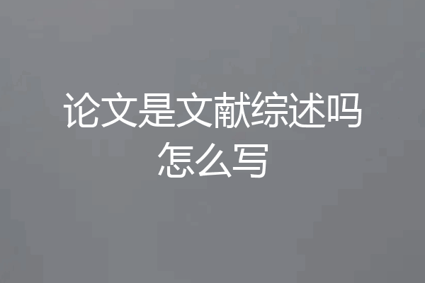 论文是文献综述吗怎么写