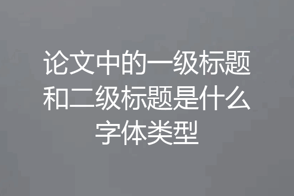 论文中的一级标题和二级标题是什么字体类型