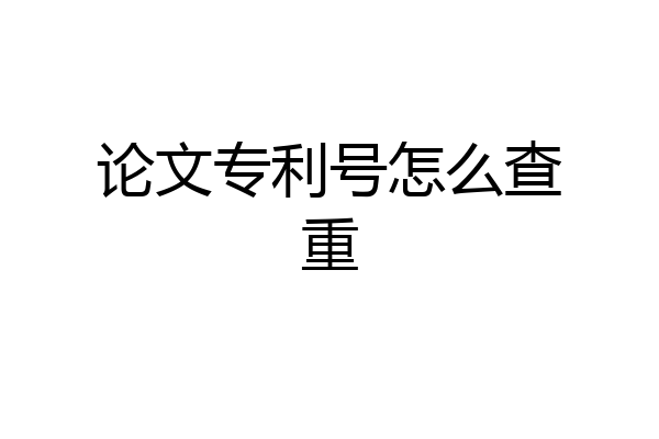 论文专利号怎么查重