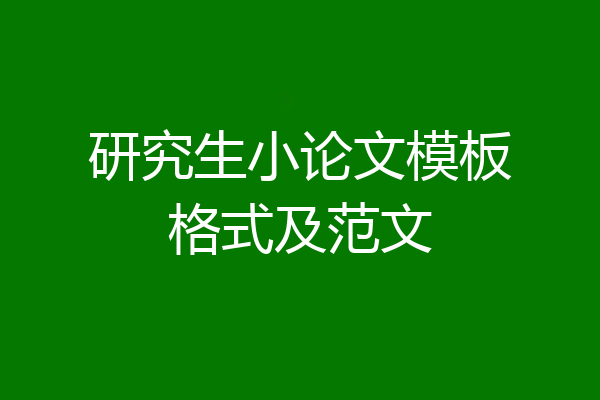 研究生小论文模板格式及范文