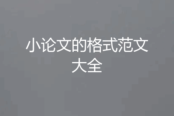 小论文的格式范文大全