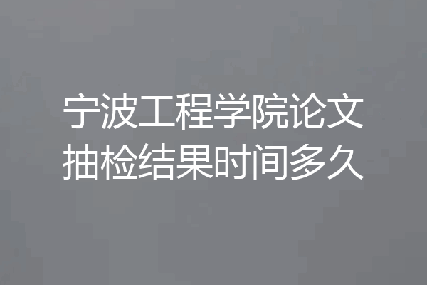 宁波工程学院论文抽检结果时间多久