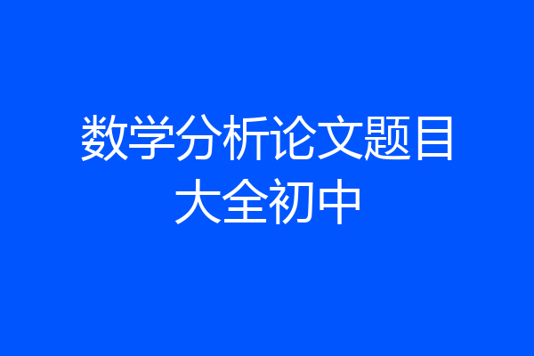 数学分析论文题目大全初中