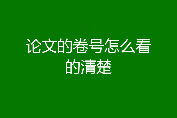 论文的卷号怎么看的清楚