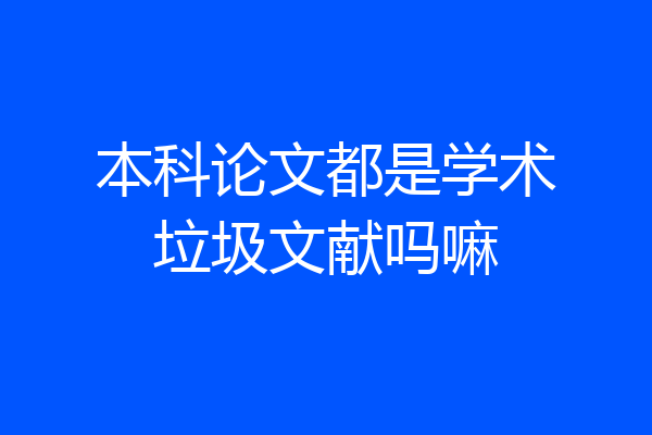 本科论文都是学术垃圾文献吗嘛