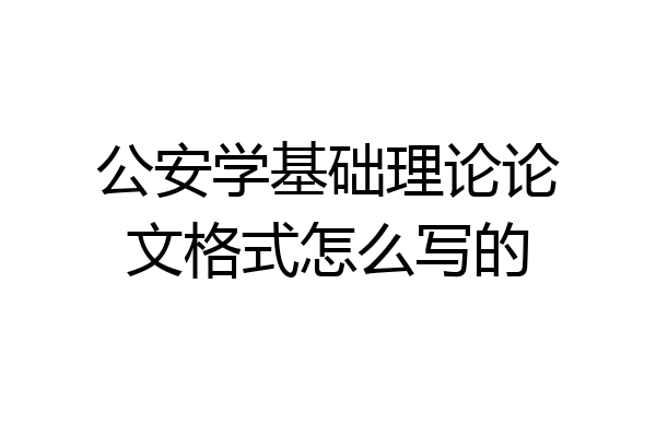 公安学基础理论论文格式怎么写的