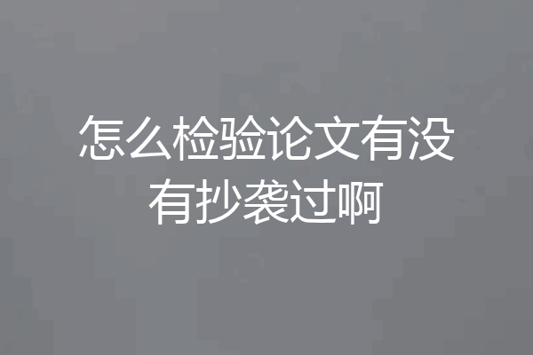 怎么检验论文有没有抄袭过啊