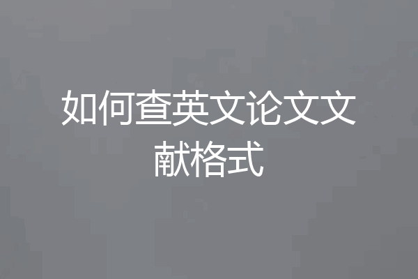 如何查英文论文文献格式