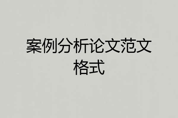 案例分析论文范文格式